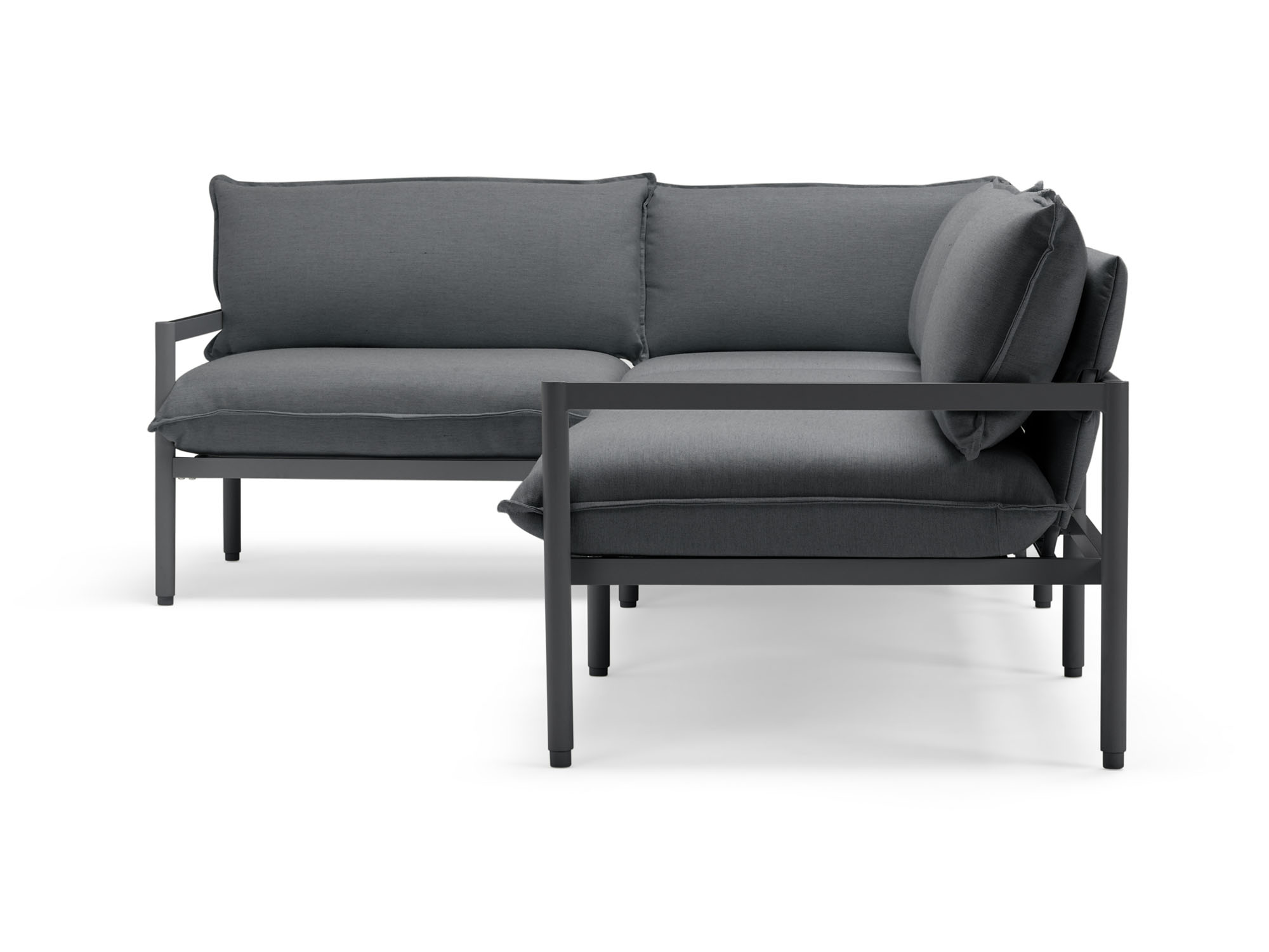 Side view of 2-piece black outdoor sectional sofa